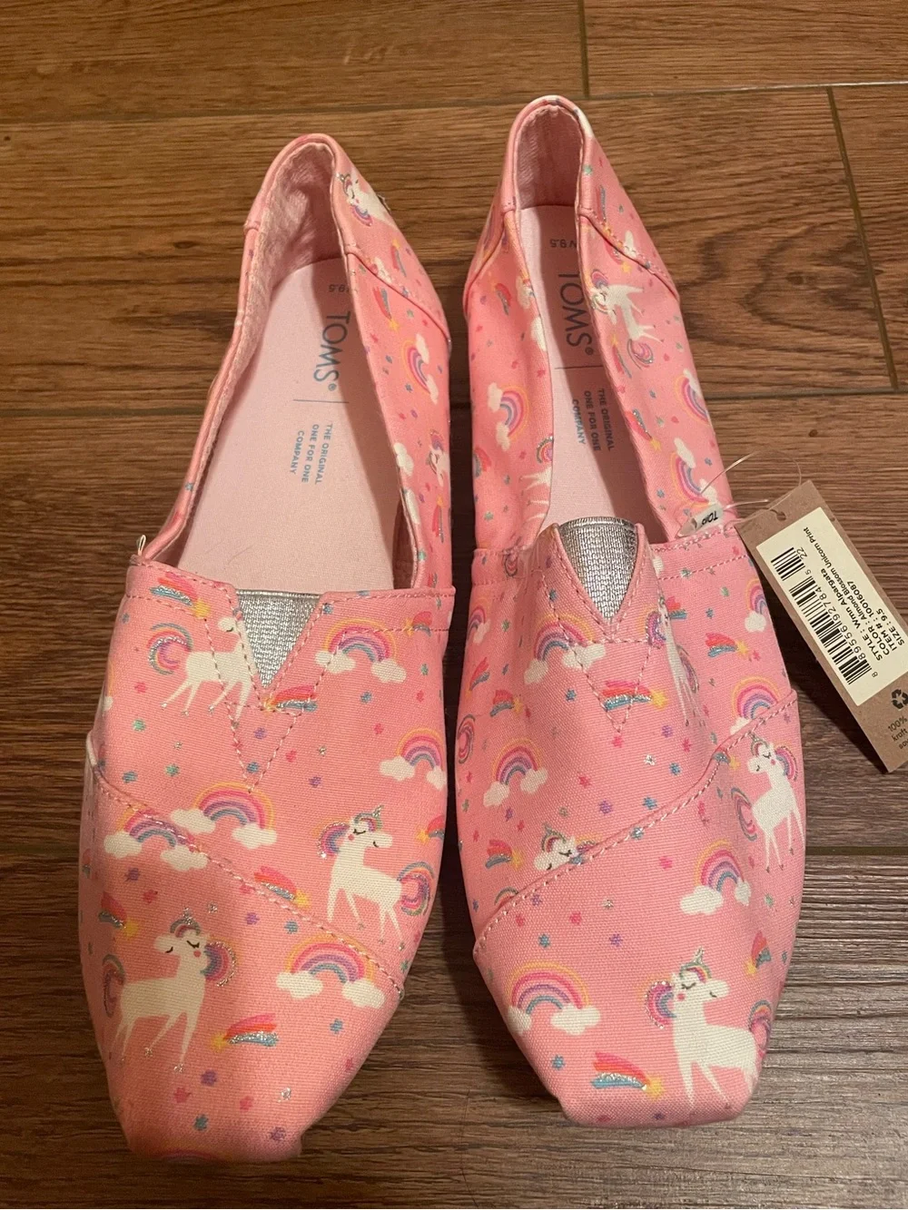 TOMS Alpargata slip-on flat Almond Blossom Pink Whimsical Unicorn NWT